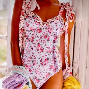 LoveShackFancy Strawberry One Piece Swimsuit